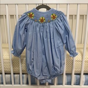 Blue Gingham Long Sleeve Turkey Bubble